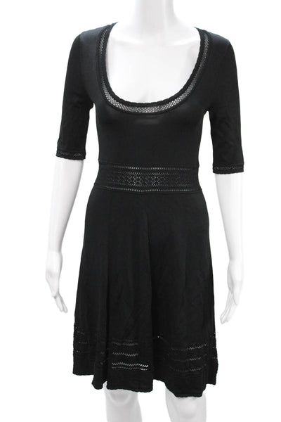 BCBGMAXAZRIA Womens Fit & Flare Dress Black 3/4 Sleeve Size S