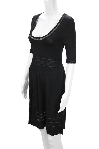 BCBGMAXAZRIA Womens Fit & Flare Dress Black 3/4 Sleeve Size S
