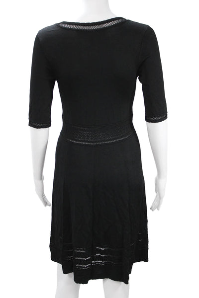 BCBGMAXAZRIA Womens Fit & Flare Dress Black 3/4 Sleeve Size S