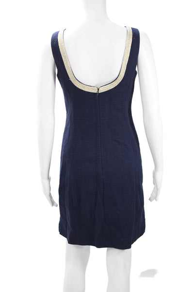 Lilly Pulitzer Womens Sheath Dress Dark Blue V-Neck Sleeveless Cotton Size 2