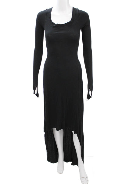 BCBGMAXAZRIA Womens Bodycon Maxi Dress Black Long Sleeve Round Neck Size S