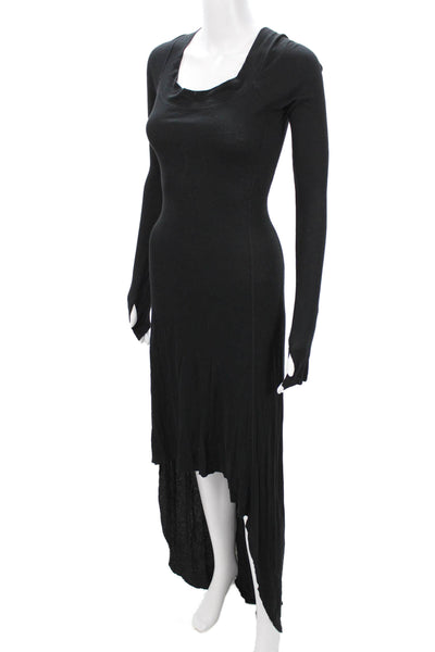 BCBGMAXAZRIA Womens Bodycon Maxi Dress Black Long Sleeve Round Neck Size S