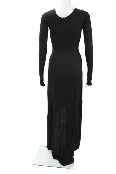 BCBGMAXAZRIA Womens Bodycon Maxi Dress Black Long Sleeve Round Neck Size S