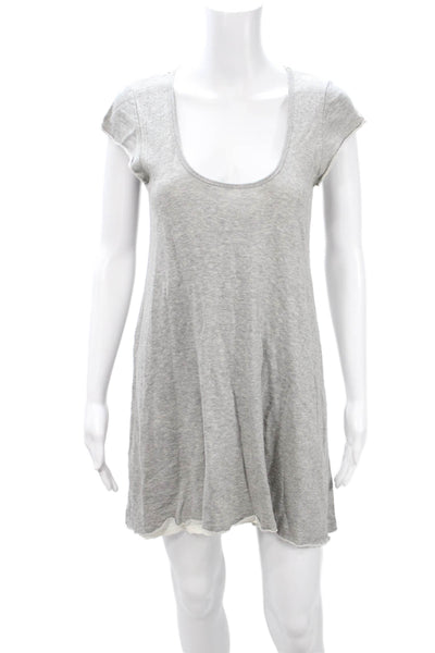 Theory Womens Short Sleeve T-Shirt Dress Gray Cotton Size S
