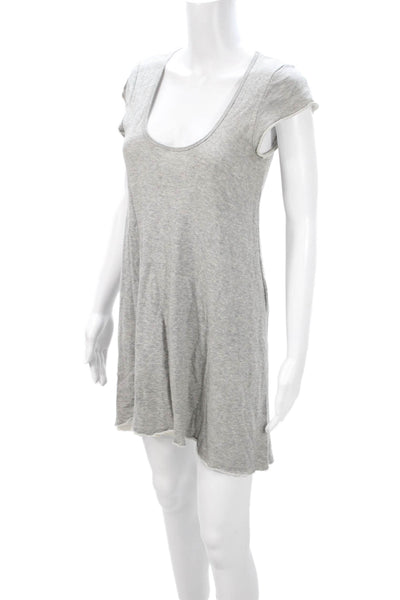 Theory Womens Short Sleeve T-Shirt Dress Gray Cotton Size S