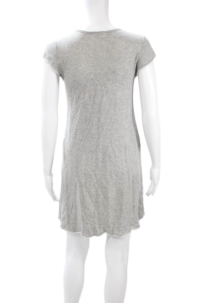 Theory Womens Short Sleeve T-Shirt Dress Gray Cotton Size S