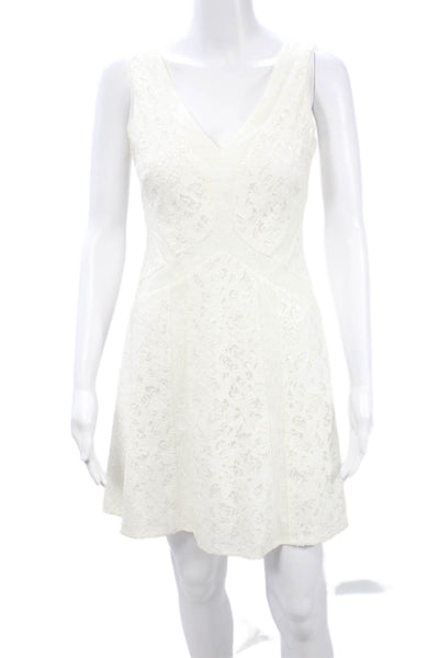 BCBGMAXAZRIA Womens A-Line Fit Flare Dress White Sleeveless Short Zip Size 2