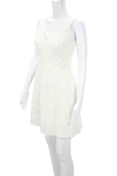 BCBGMAXAZRIA Womens A-Line Fit Flare Dress White Sleeveless Short Zip Size 2