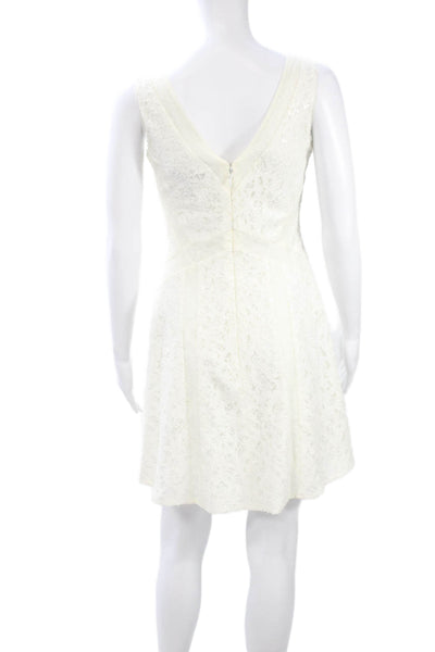 BCBGMAXAZRIA Womens A-Line Fit Flare Dress White Sleeveless Short Zip Size 2