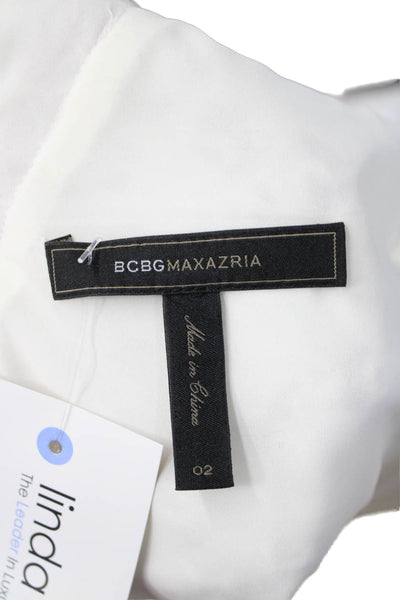 BCBGMAXAZRIA Womens A-Line Fit Flare Dress White Sleeveless Short Zip Size 2