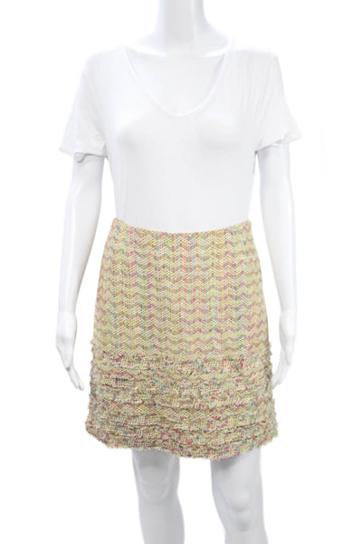 Escada Sport Womens A-Line Mini Skirt Beige Herringbone Silk Blend Size 36