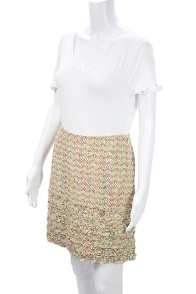 Escada Sport Womens A-Line Mini Skirt Beige Herringbone Silk Blend Size 36