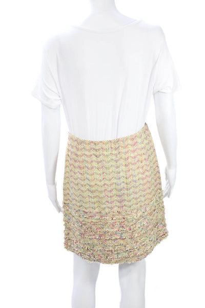 Escada Sport Womens A-Line Mini Skirt Beige Herringbone Silk Blend Size 36