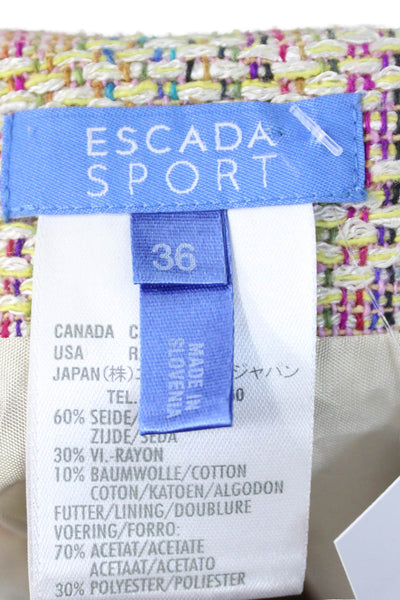 Escada Sport Womens A-Line Mini Skirt Beige Herringbone Silk Blend Size 36
