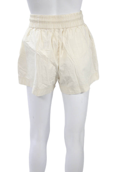 Frame Unisex Beige Cotton Drawstring Sweat Shorts Beach Size S
