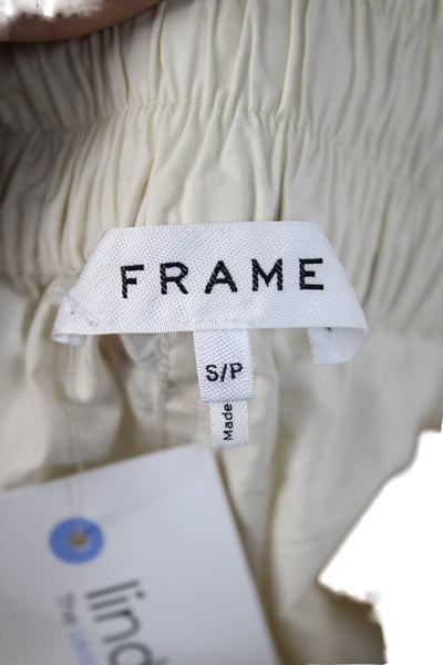 Frame Unisex Beige Cotton Drawstring Sweat Shorts Beach Size S