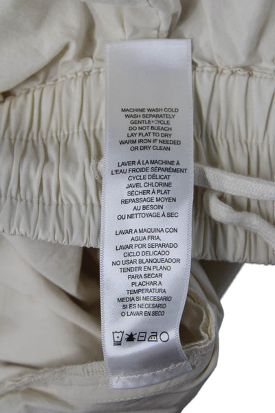 Frame Unisex Beige Cotton Drawstring Sweat Shorts Beach Size S