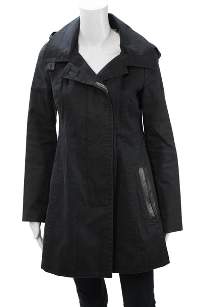 Mackage Women Trench Coat Black Collared Long Sleeve Size XS