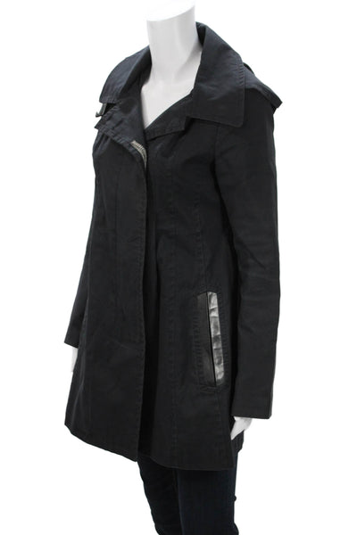 Mackage Women Trench Coat Black Collared Long Sleeve Size XS
