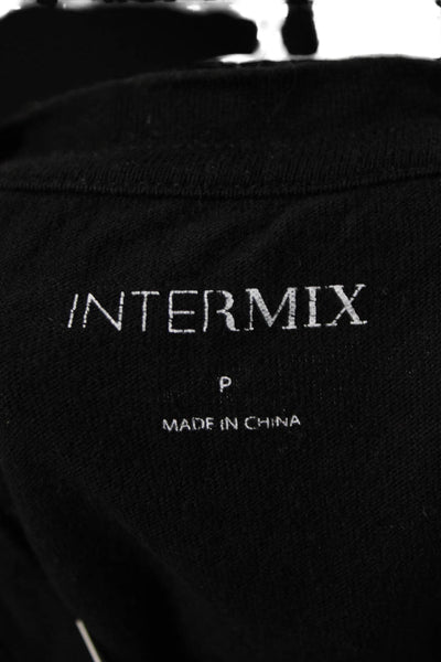 Intermix Womens Black Cropped Cotton Crew Neck Short Sleeve T Shirt Size S