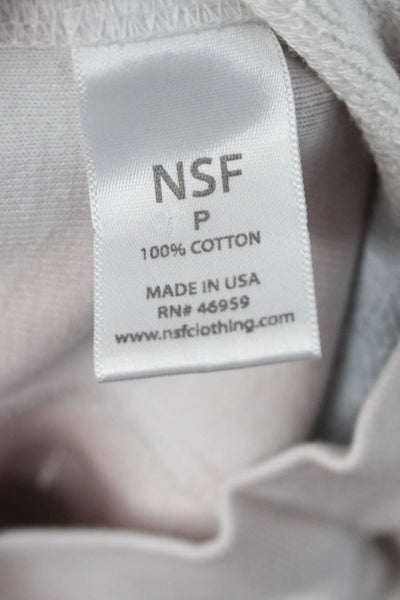 NSF Womens Pullover Sweatshirt White 100% Cotton Crew Neck Long Sleeve Size S