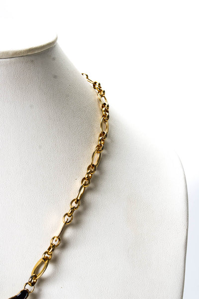 Kenneth Lane Womens Vintage Gold Tone Purple Enamel + Crystal Lily Pendant Neckl