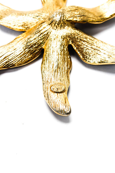 Kenneth Lane Womens Vintage Gold Tone Purple Enamel + Crystal Lily Pendant Neckl