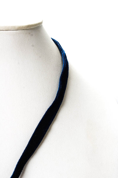 Dannijo Womens Blue Velvet Silver Tone Crystal Circle Choker Necklace OS