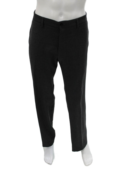 Armani Collezioni Mens Dress Pants Dark Gray Wool Check Size 36