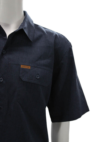 Orvis Mens Collared Short Sleeve Casual Button-Down Shirt Blue Size XL
