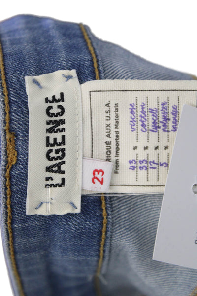 L'Agence Womens Blue Skinny Ankle High Rise Jeans Petite Size 23