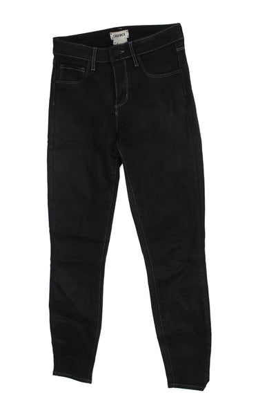 L'Agence Womens Skinny Jeans Black High Rise Petite Size 23