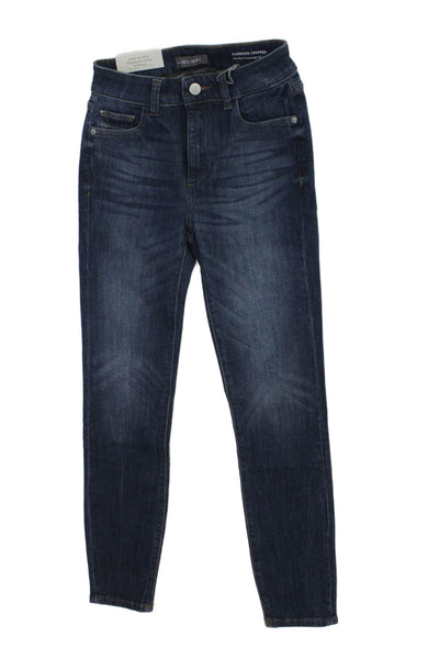 DL1961 Womens Cropped Skinny Jeans Dark Blue High Rise Petites Size 23