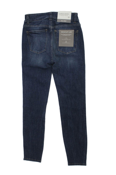 DL1961 Womens Cropped Skinny Jeans Dark Blue High Rise Petites Size 23