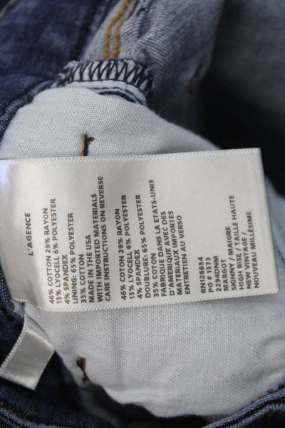 L'Agence Womens Skinny Dark Blue Jeans Size 23