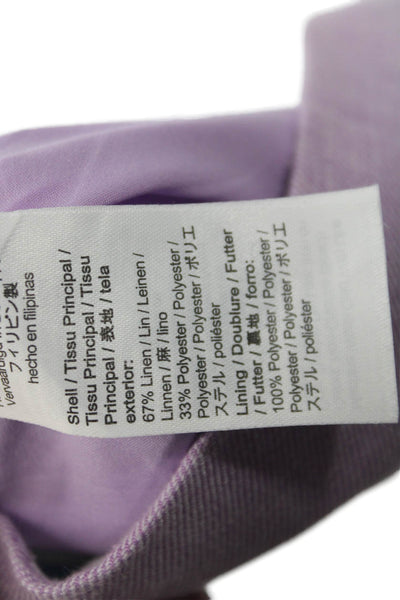 J Crew Women Ankle Cropped Dress Pants Purple Linen Blend Hook & Eye Size 00