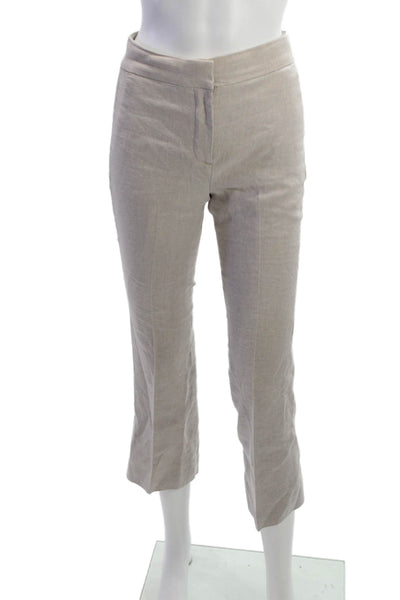 J Crew Womens Ankle Cropped Dress Pants Beige Linen Blend Size 00