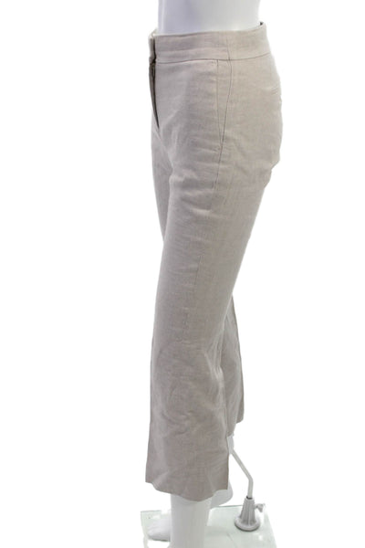 J Crew Womens Ankle Cropped Dress Pants Beige Linen Blend Size 00