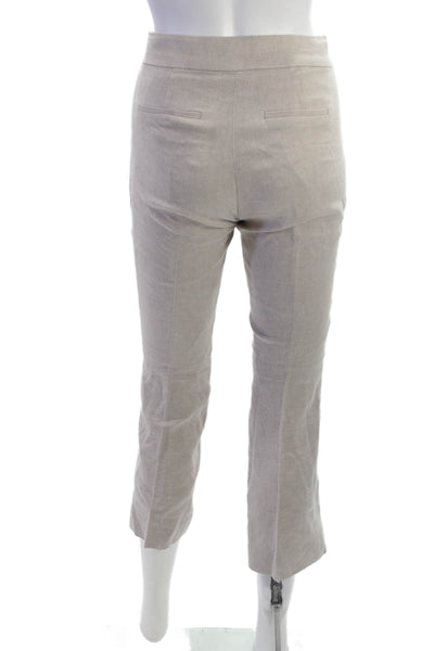J Crew Womens Ankle Cropped Dress Pants Beige Linen Blend Size 00