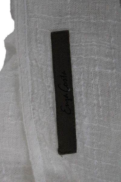 Enza Costa Womens White Cotton V Neck Long Sleeve Bohemian Blouse Size 3