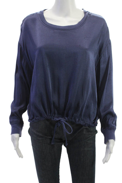 Xirena Womens Pullover Sweatshirt Dark Blue Rayon Crew Neck Long Sleeve Size S