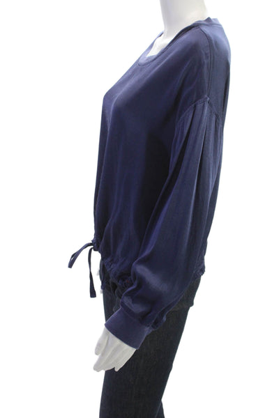 Xirena Womens Pullover Sweatshirt Dark Blue Rayon Crew Neck Long Sleeve Size S