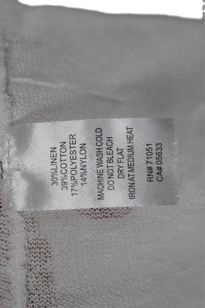 SWTR Womens Basic Collared Button-Up Top White Long Sleeve Linen Blend Size S