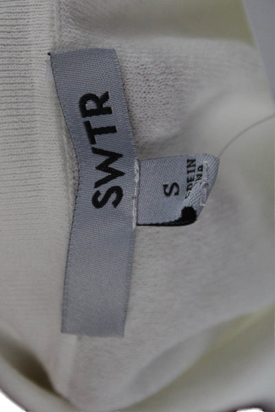 SWTR Womens Basic Collared Button-Up Top White Long Sleeve Linen Blend Size S