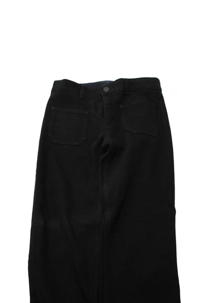 Stella McCartney Women High Rise Black Cotton Stretch Pants Button Size 25