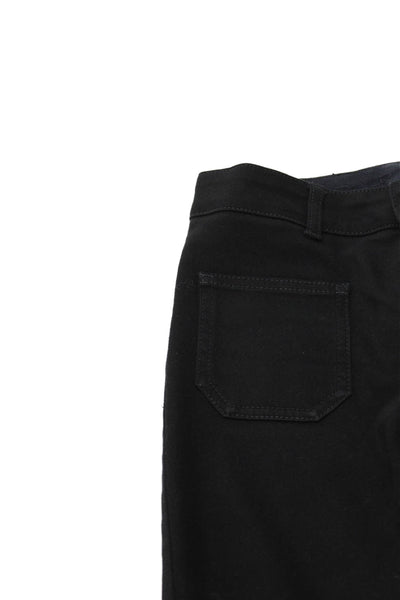 Stella McCartney Women High Rise Black Cotton Stretch Pants Button Size 25