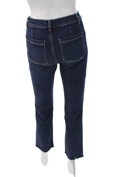 Frame Womens Cropped Skinny Ankle Jeans Dark Blue High Rise Button Size 23