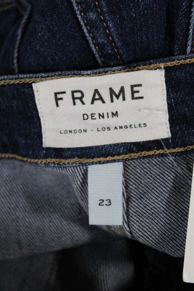 Frame Womens Cropped Skinny Ankle Jeans Dark Blue High Rise Button Size 23