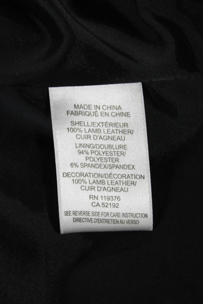 Helmut Lang Womens Black Lamb Leather Motorcycle Jacket 3/4 Sleeve Size 0