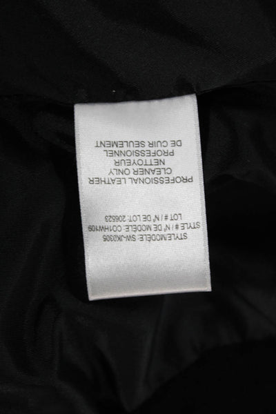 Helmut Lang Womens Black Lamb Leather Motorcycle Jacket 3/4 Sleeve Size 0